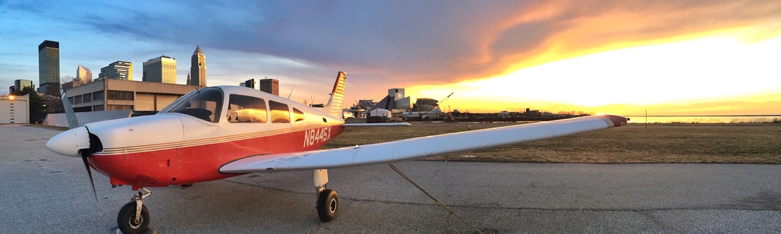 Flight training at sunset